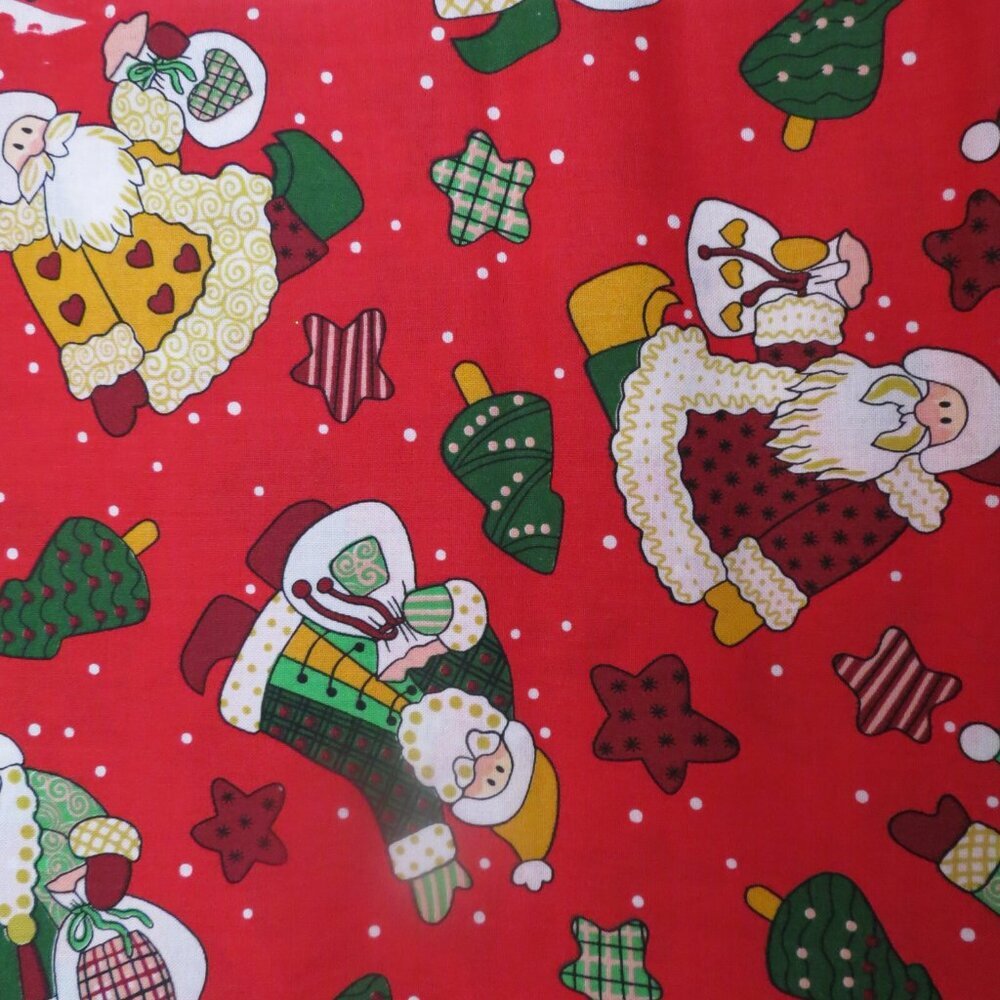 Cotton Fabric 4 1/4 Yards Retro Santa Primitive Red Star Craft Material 795